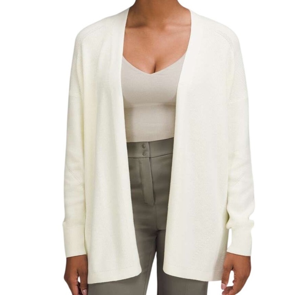 Lululemon Women's Side Slit Sweater Wrap Open Front Cardigan Ribbed Knit Size 4